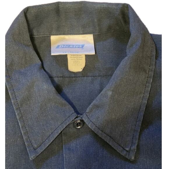 Dickies Navy Short Sleeve Button Work Uniform Shirt XXL Cotton Polyester Blend - Picture 5 of 8